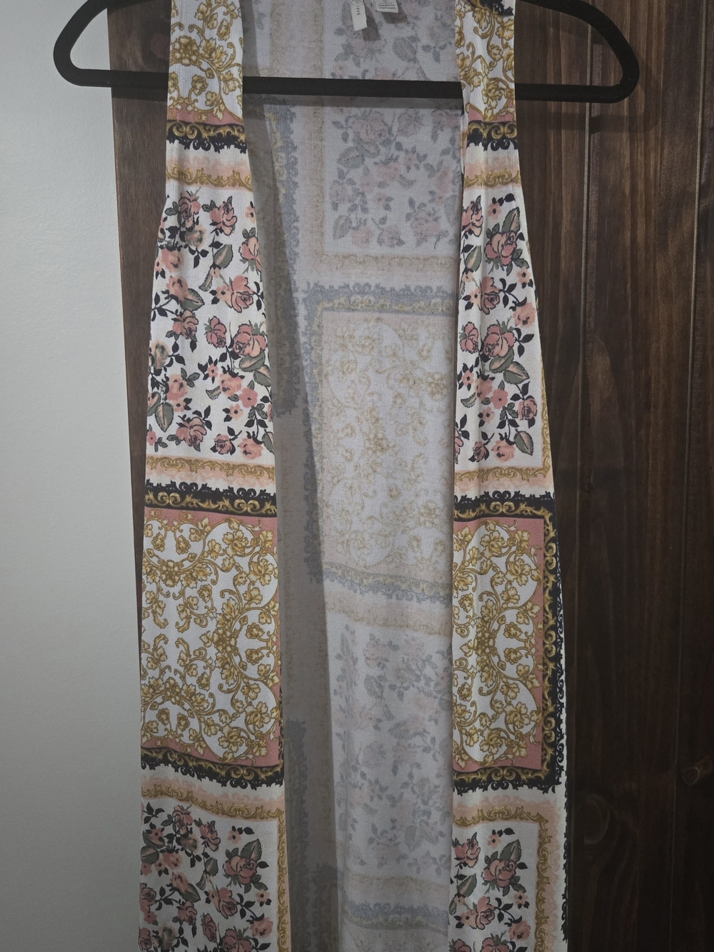 Cato Floral Patchwork Open-Front Duster in Cream, Pink & Gold
